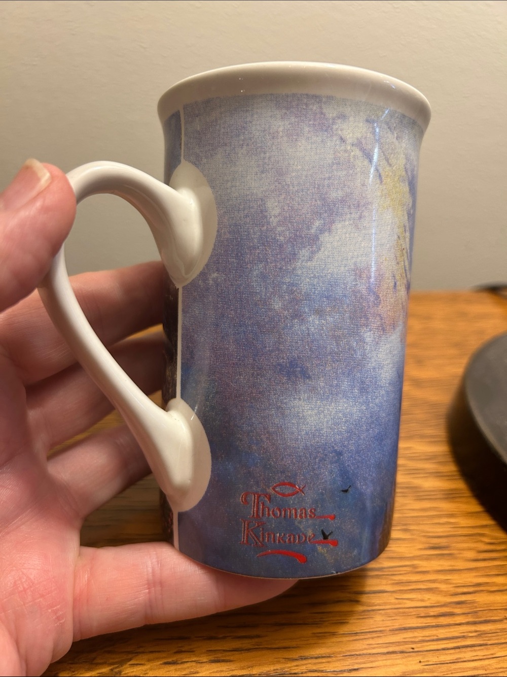 Thomas Kinkade Winter Cottage Mug - Blue, White, Gold - Picture 3 of 9